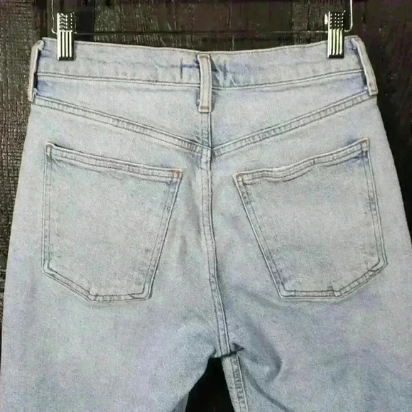 AGOLDE Merrel Straight Midwash Light Blue Raw Hem Jeans Women 25 - Picture 6 of 12
